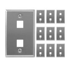 2-Port Keystone Wall Plate (10 Pack), UL Listed, Stainless Steel, Single Gang... picture