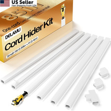 Delamu Cord Hider, Covers for Wires 85in L x 0.59in W x 0.4in H, White picture