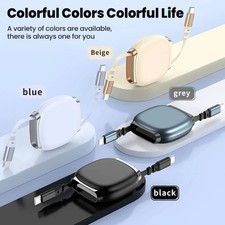 100W USB-C to USB-C Retractable Charger Cable Fast Charge Data Wire picture