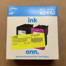 onn. Re-manufactured Ink Cartridges for HP 62 Black Tri-Color 2 Pack picture