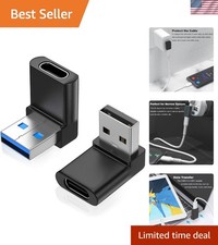 Versatile 2 Pack Right Angle USB A to USB C Adapters - Charge & Connect Anywhere picture