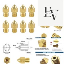 8 Pcs MK8 0.2mm Brass Extruder Nozzles - Perfect for Creality Ender Series picture