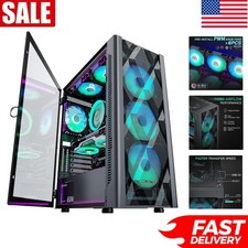 High-Performance ATX Case with 6 ARGB Fans, Tempered Glass & Easy Access - Black picture