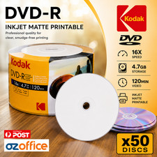 PREMIUM 50 x KODAK DVD-R 16x Inkjet Printable Blank DVD Discs - Print to Center picture