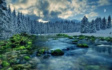 Landscape creeks river nature snow trees Custom Gaming Mat Desk picture