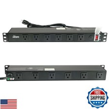 Tecmojo 1U Rackmount Network-Grade PDU Power Strip, 12 Wide-Spaced Right Angl picture