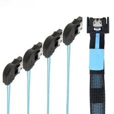 SlimSAS SFF-8654 MCIO 4i 38Pin to 4X SATA 7Pin PCIe 5.0 Right Angle Data Cable picture