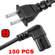 Lot of 1-100 2 prong 90 degree Angled 5ft C7 Figure 8 replacement TV power cord picture