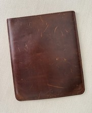 Mission Leather Brown Genuine Leather Laptop Tablet Sleeve Case Initial ABG $124 picture