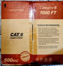 Monoprice Cat6 Ethernet Bulk Cable 1000ft UTP 23AWG Solid Bare Copper CMR White picture