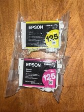 Two sealed Epson 125 DuraBrite Ultra ink cartridges in yellow and magenta picture