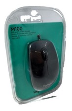 Logitech M100 Full-Size Corded USB Mouse Black New Sealed 910-001601 picture