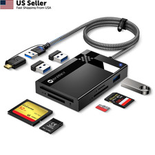 SD Card Reader 7 in 1, WARRKY [Dual Connector USB3.0/USB C, 2.5FT USB-A/C  picture