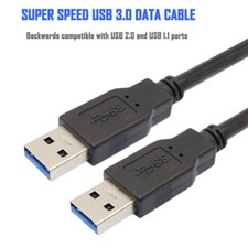 USB 3.0 Cable Male to Male USB to USB Cable SuperSpeed Black 3 Feet picture