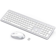 Seenda Rechargeable Wireless Keyboard Mouse Combo, White & Silver, Model: SK38 picture