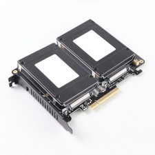 U.2 SSD to PCIe X8 Adapter PCIE 4.0 to Dual 2x U.2 SFF-8639 Disk Riser Card 2025 picture