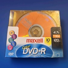 FACTORY SEALED Maxell Color DVD-R 10 Pack w/ Jewel Cases 4.7GB 120Min 16X NEW picture