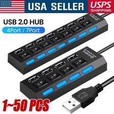 7-Port USB 2.0 Multi Charger Hub +High Speed Adapter ON/OFF Switch Laptop PC LOT picture