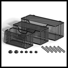 Black Metal Mesh Cable Management Box for Under Desk Power Strip Organizer - ... picture