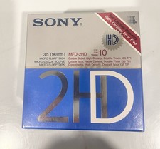 Sony MFD-2HD 3.5” Micro Floppy Disks 10 Pack Sealed New Old Stock HD picture