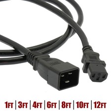 3-12FT C13 to C20 14/3 Gauge 3 Prong Power Adapter Cable Cord 10Amp 125V SJT picture