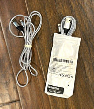 2 Pack Braided USB-A to Lightning Charging Cables Silver 6 ft picture