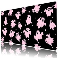 Cute Funny Pink Halloween Ghost Black Desk Mat for Keyboard and Mouse Desk Pad picture