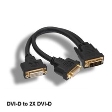 Kentek 1' DVI-D 24+1 Digital Dual Link Male to 2X Female Cable TV PC Porjector picture