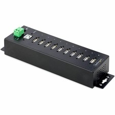 StarTech 10-Port Industrial USB 2.0 HUB, Rugged USB Hub w/ESD Level 4 picture