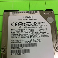 Laptop Computer Hitachi HTS541616J9SA00 0A50839 160GB SATA Hard Disk Drive picture