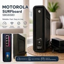 Motorola SBG6580 SURFboard 343 Mbps 4 Port Gigabit Wireless Cable Modem - Black picture