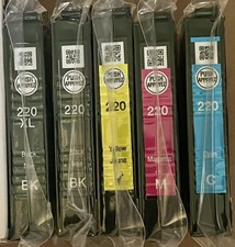 5 LOT NEW EPSON GENUINE SEALED 220XL BLACK & 220 COMBO 4-PACK WF-2650 WF-2750 picture