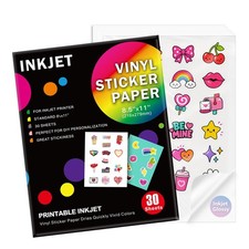 Printable Vinyl Sticker , 8.5 x11 Glossy White 30 Sheets picture