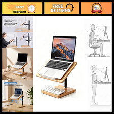 Adjustable Laptop Stand for Desk - Large Bamboo & Wood Base, Tiltable Riser, Hei picture