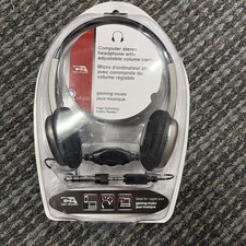 Cyber Acoustics HE-200 Computer Stereo Headphones Volume Control NEW FAST SHIP picture