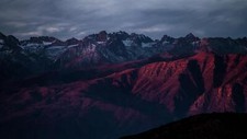 Landscape mountains nature photography dark red Custom Gaming Mat Desk picture