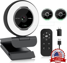 Cámara web de transmisión con micrófono: 1080P con anillo de luz y control remot picture
