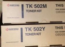 2 New Factory Sealed Genuine Kyocera TK-502 Yellow & Magenta Toner Cartridges  picture