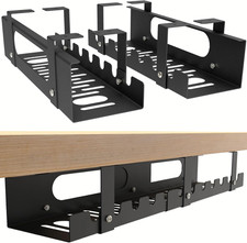 2 Pack Cable Management Under Desk Tray,Adjustable Length(15.7”-31.4”) picture