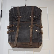 Genuine Leather Laptop Backpack Day Pack Travel Dark Brown picture