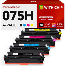 With Chip 4-Pack Toner Cartridges Black Cyan Magenta Yellow 075H Canon BN picture