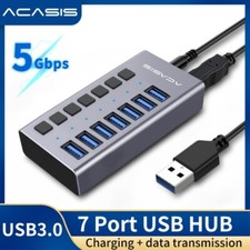 Acasis 7-Port USB 3.0 Hub - Individual Power Switches High-Speed Data Transfer picture