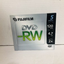 DVD-RW Fujifilm Discs Disks DVDs 120 Min 4.7GB Jewel Cases 5-Pack New Sealed picture