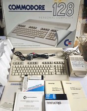 Commodore 128 C128 Computer Box Foam PSU Manuals CP/M Disk Powers On Vintage picture