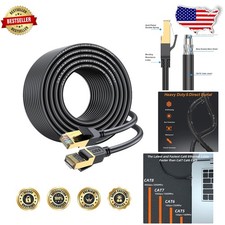 Cat 8 Ethernet Cable 300FT Heavy Duty 40Gbps 2000MHz Gold RJ45 Outdoor Indoor picture