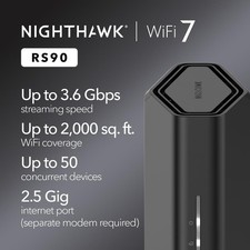 NETGEAR Nighthawk RS90 Dual-Band WiFi 7 Router, 3.6 Gbps Speed, Covers 2,000 Sq. picture