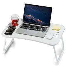 WHITE - ZEAPTAC LAPTOP BED DESK FOLDABLE LAP TABLE PORTABLE STUDY TABLE picture