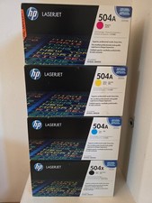 Genuine HP 504X and 504A Toner Set- Black, Cyan, Yellow,  & Magenta picture