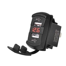 Dual USB Adapter with Voltmeter, 5V 4.2A Universal Rocker Style () Red picture