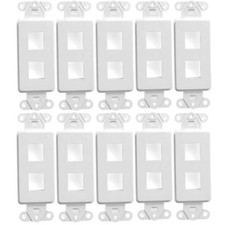 White 2-Port Keystone Jack Wall Plate Insert HDMI RJ45 Cat 6, Ethernet (10 Pack) picture